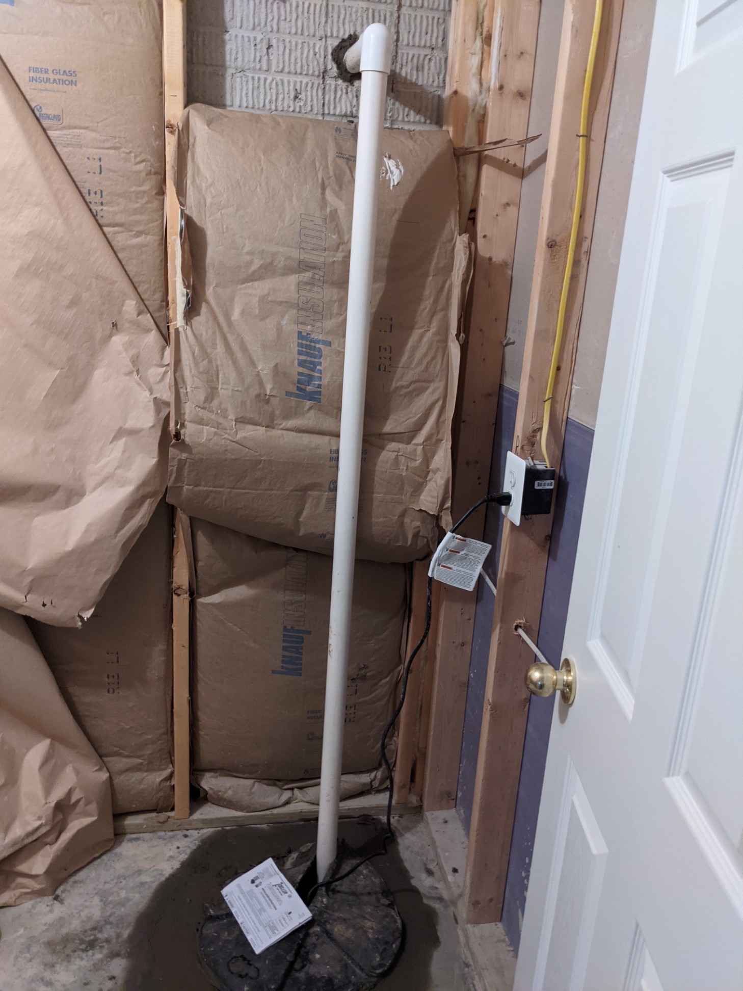 Sump pump with insulation and piping during system sizing