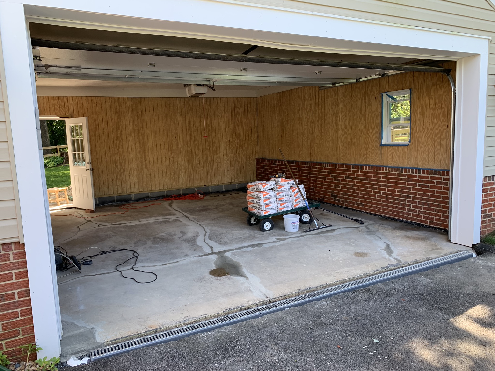 V-groove crack preparation in concrete block basement wall
